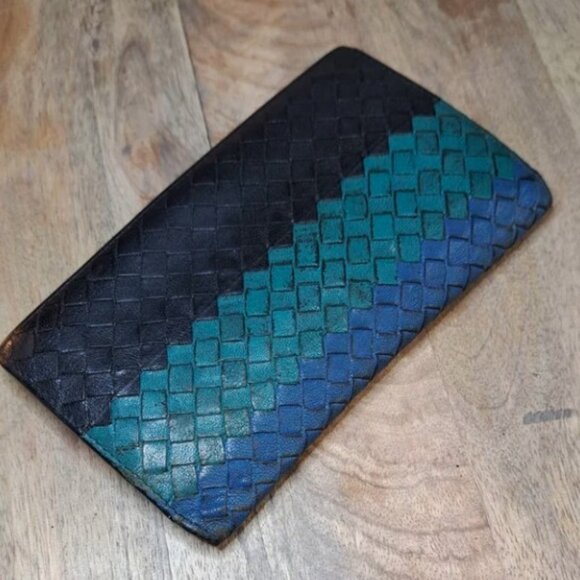 Bottega Veneta Intrecciato Multi Color Block Fold Over Wallet - Picture 4 of 14